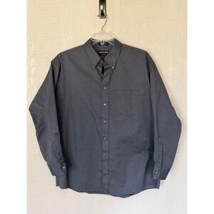 Dover Arrow Mens Oxford Button Down Shirt Charcoal long sleeve 18-35 Big USA